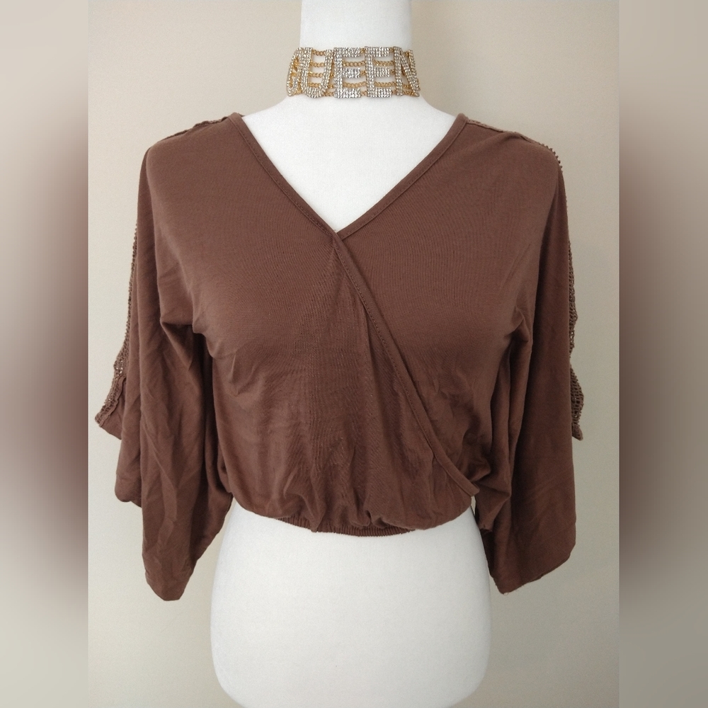 Rue21 Brownish Tan V Neck Crop Top | Size S